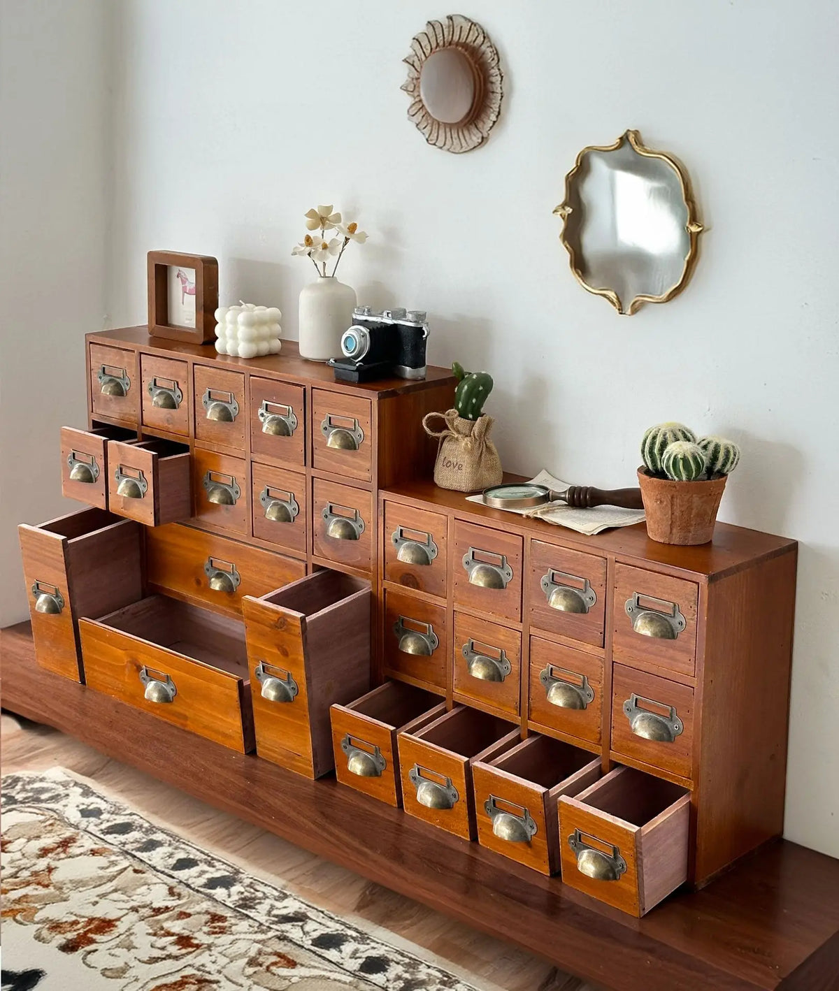 Wooden Entrance Desk Drawer Type Entry Key Storage