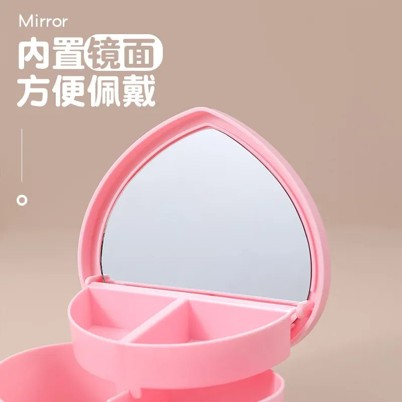 Pink Girl Heart Makeup Jewelry Storage Box Desktop