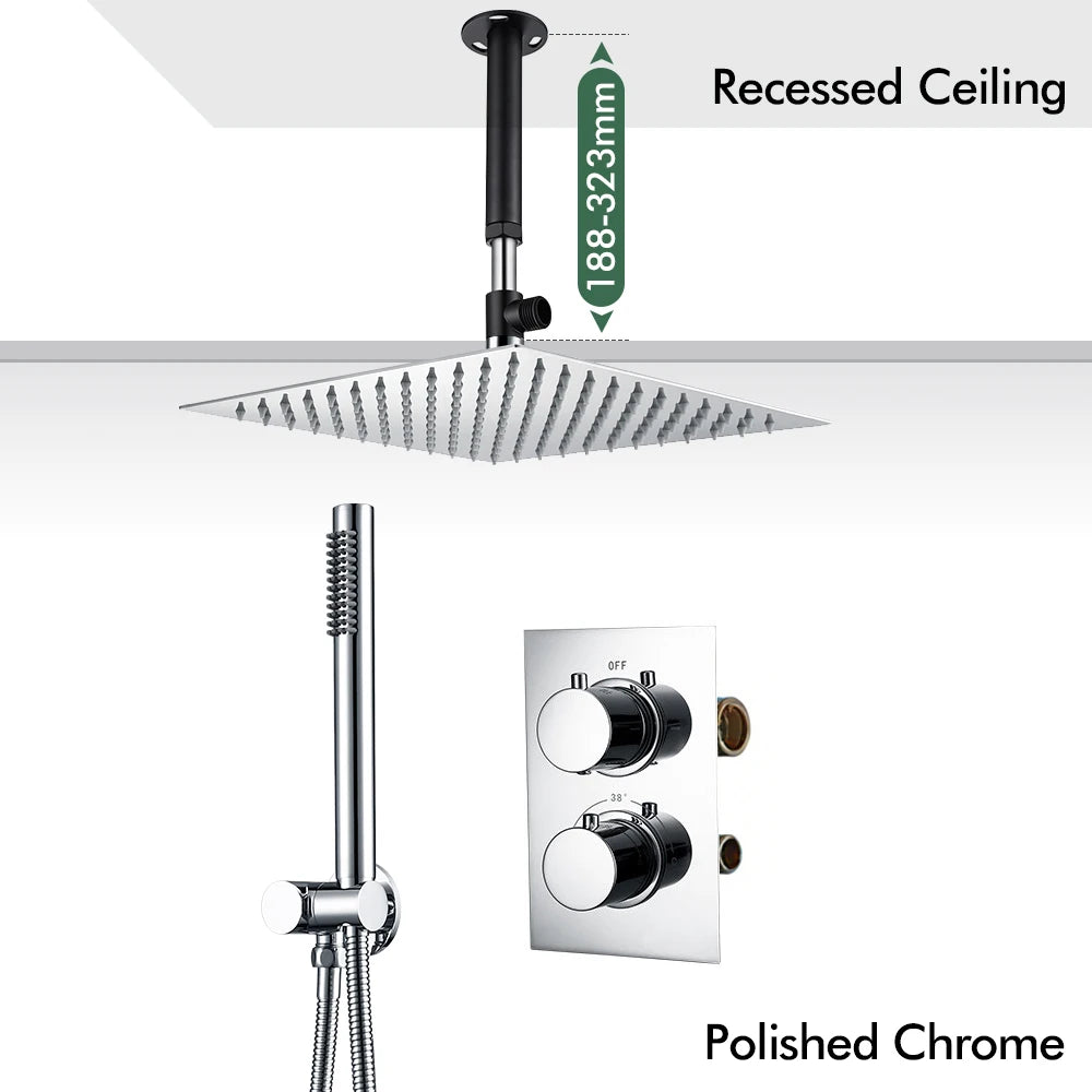 Bathroom Faucet Dial Way Brushed Gold Thermostat Shower
