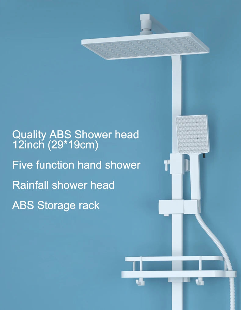 White Digital Bathroom Shower Quality Brass Bathroom Mixer