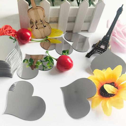 5cm/4cm Mirror Wall Sticker Acrylic Square/Heart 3d Wall