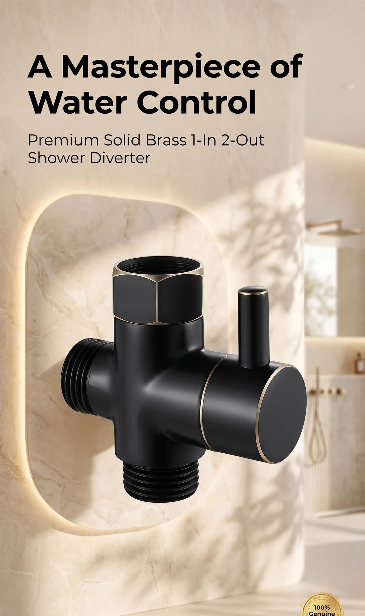 Solid Brass Shower Faucet Diverter Valve Two Way