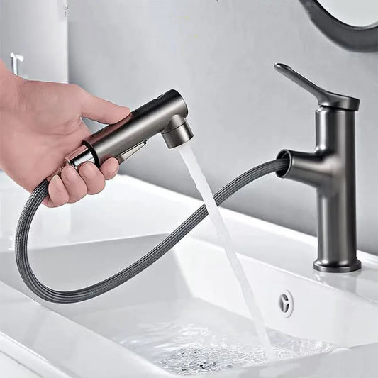 Pull-Out Bathroom Basin Faucet Brass Faucet Cold Water