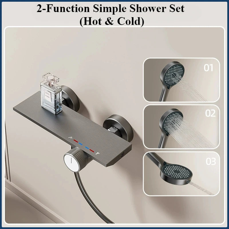 Two Ways Water Outlet Knobbed Bathroom Shower System