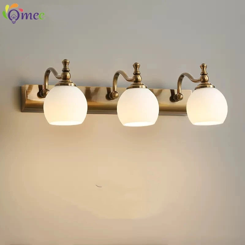 Modern Bathroom Vanity Light Fixtures 3-Light Milky Glass