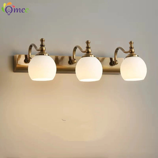 Modern Bathroom Vanity Light Fixtures 3-Light Milky Glass