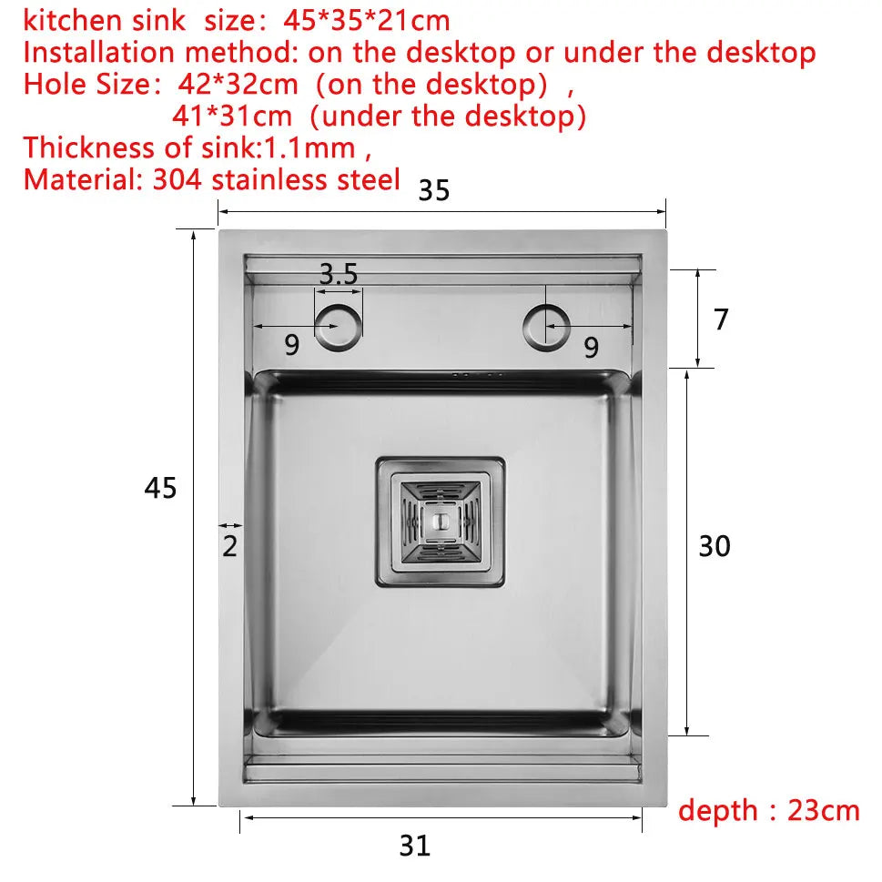 304 Stainless Steel Sink Island Bar Brushed Finish