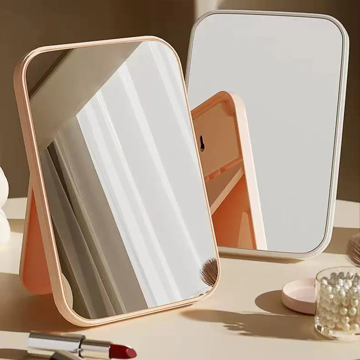 Pink/White Makeup Mirror Foldable Travel Makeup Mirror Am