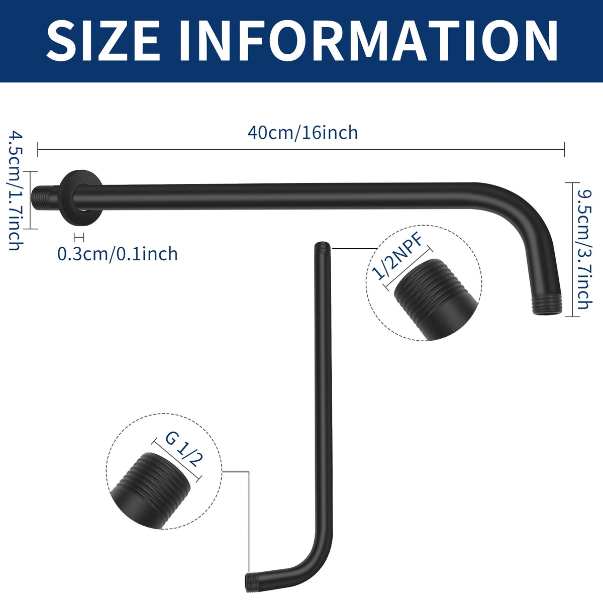 30/40cm Shower Arm Wall Mounted Shower Arm Shower
