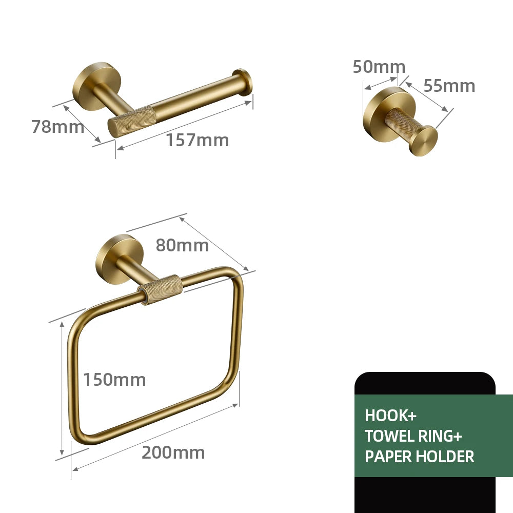 Gold Bathroom Towel Bar Bath Robe Hook Brass