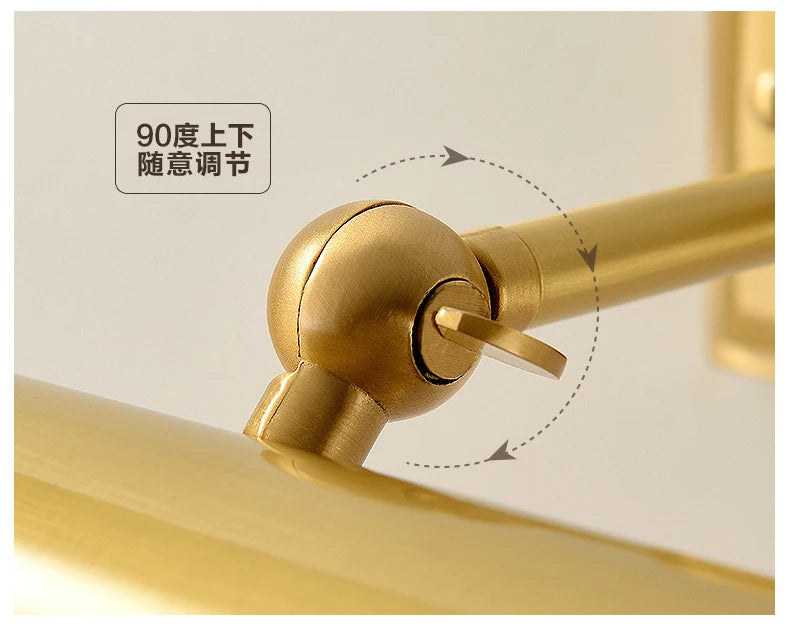 Brass Mirror Front Light Retro Bathroom Vanity Wall