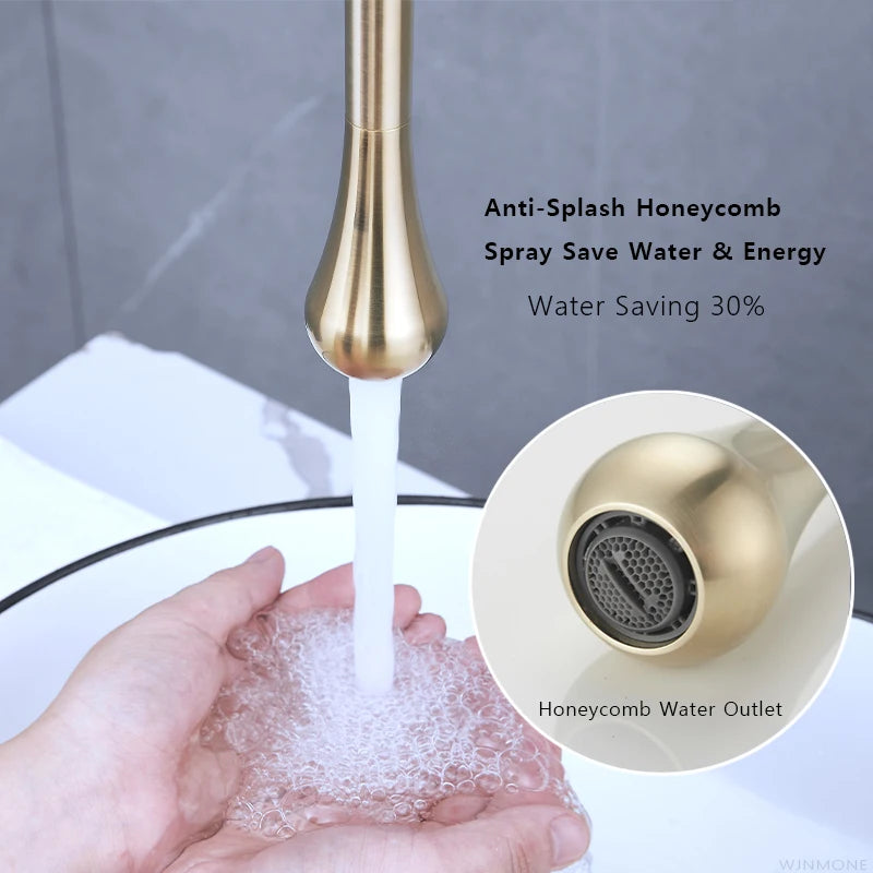 Brushed Gold Bathroom Faucet Ceiling Design Basin Faucets