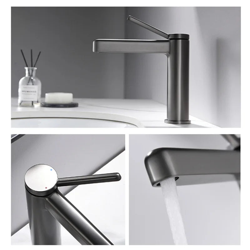 Arrival Gray Black Bathroom Basin Faucet Handle Hole