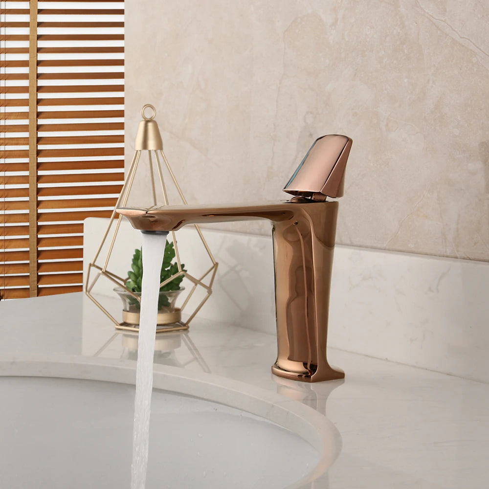 Kemaidi Rose Gold Bathroom Basin Sink Faucet Square