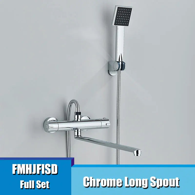 Thermostatic Bathroom Shower Faucet Chrome Mixer Valve Wall