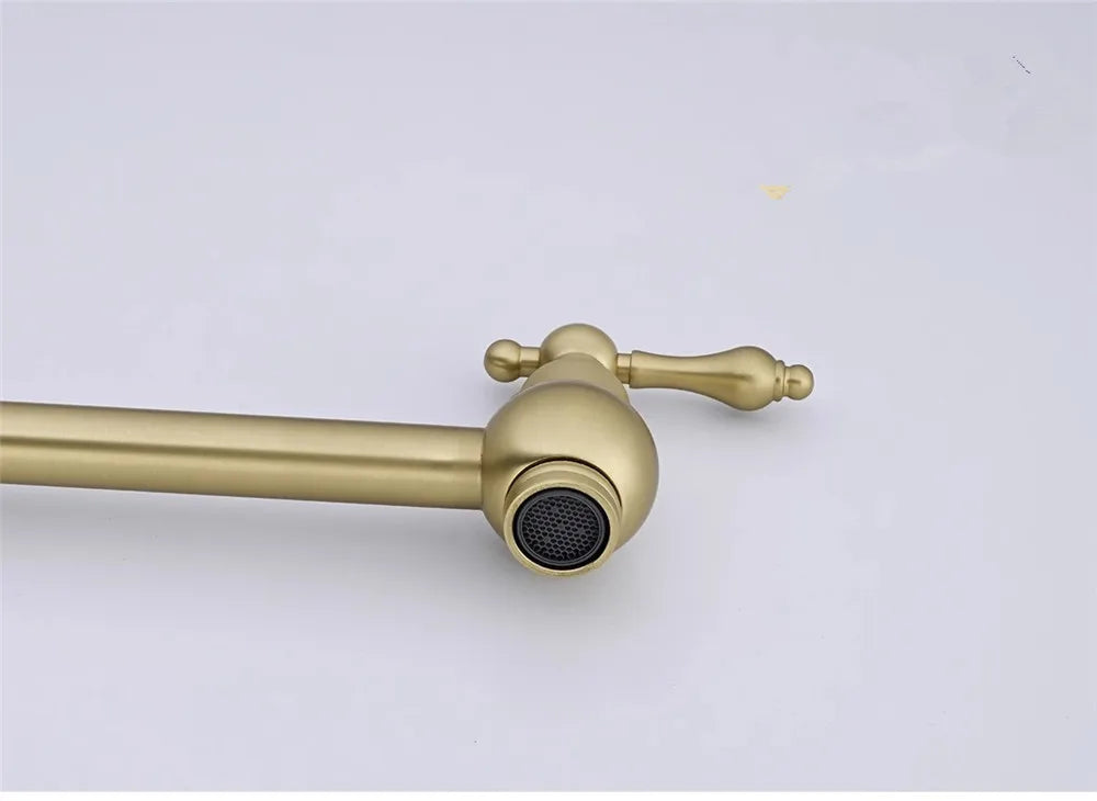 Brushed Gold Pot Filler Tap Black Foldable Faucet