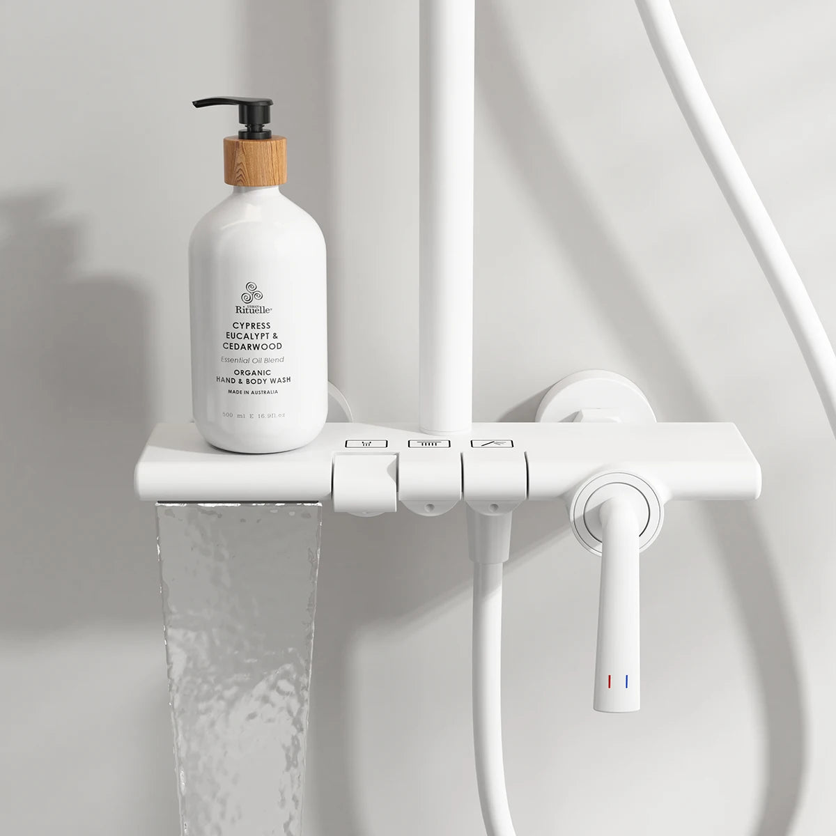Brushed Rose Gold Bathroom Shower System Faucet 12