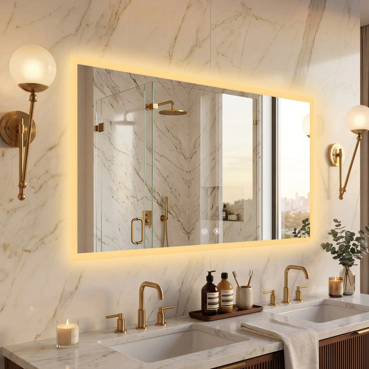 100/120cm Rectangular Led Bathroom Mirror Frameless Wall Vanity