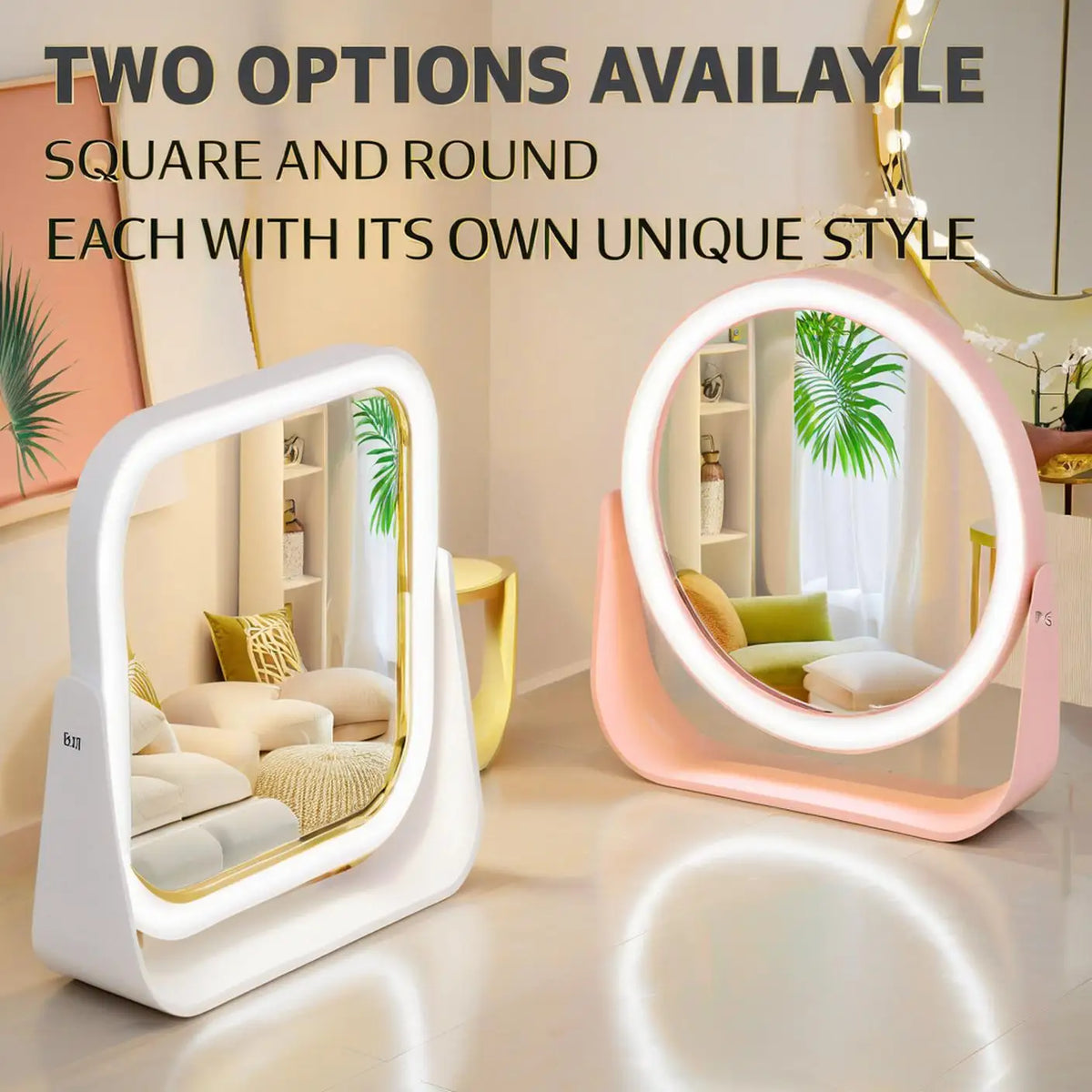 Colors Led Makeup Mirror Wireless Eversible Dimmable Touch