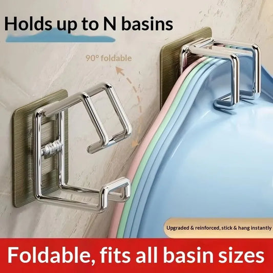 1/2pcs Stainless Steel Washbasin Hook Punch-Free Bathroom Rack