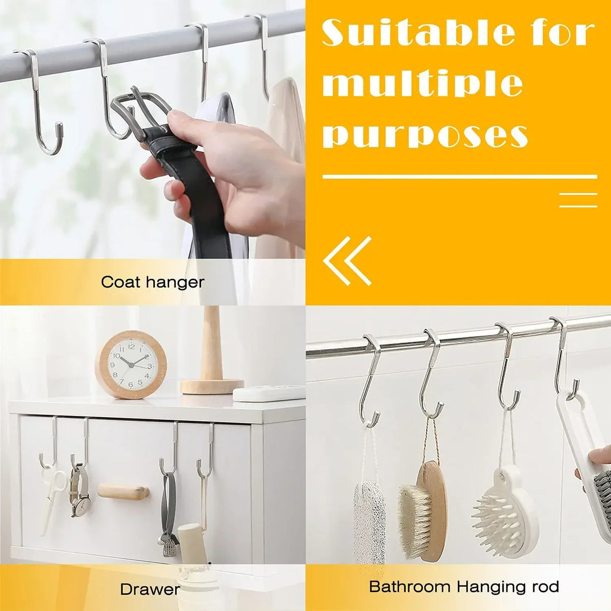 2pcs Over Door Hooks Stainless Steel Door Hangers
