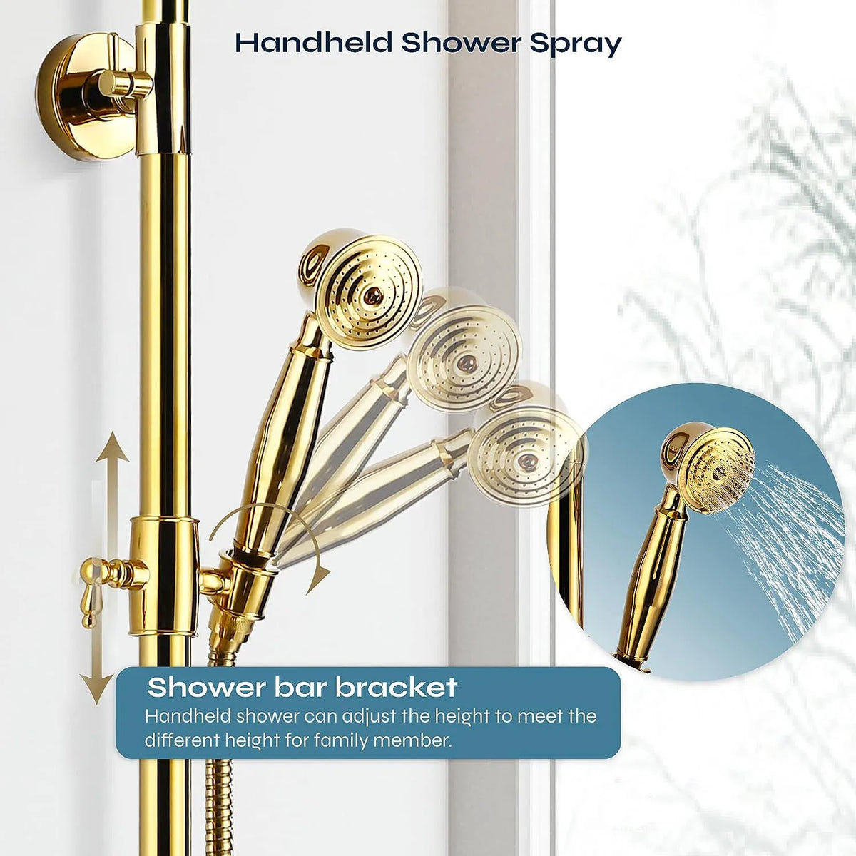 Kemaidi Gold Shower Faucet In Wall Stainless Steel