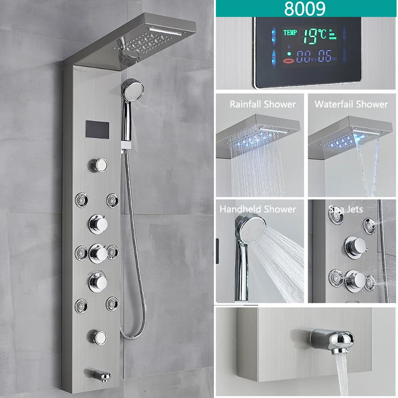 Led Light Bathroom Shower Faucet Led Rainfall Shower