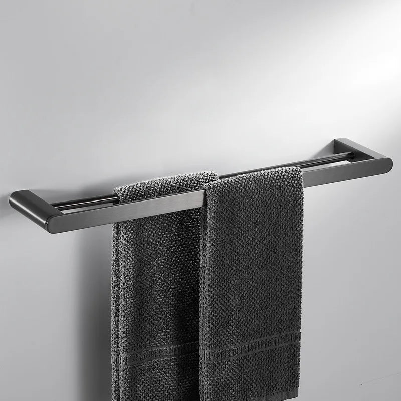 Gunmetal Grey Full Brass Bathroom Storage Towel Rack