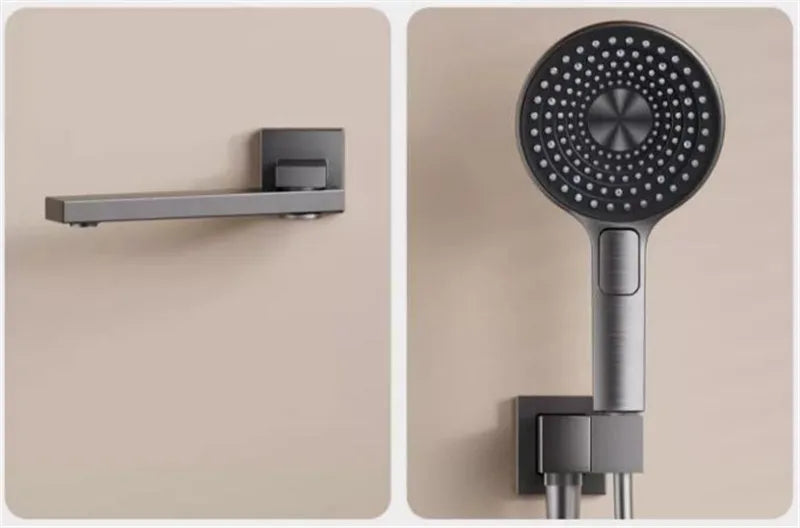 Brushed Gold Thermostatic Bathroom Shower Faucet In Wall
