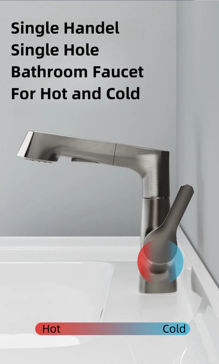 Bathroom Sink Faucet Pull Out Sprayer Handle Hole