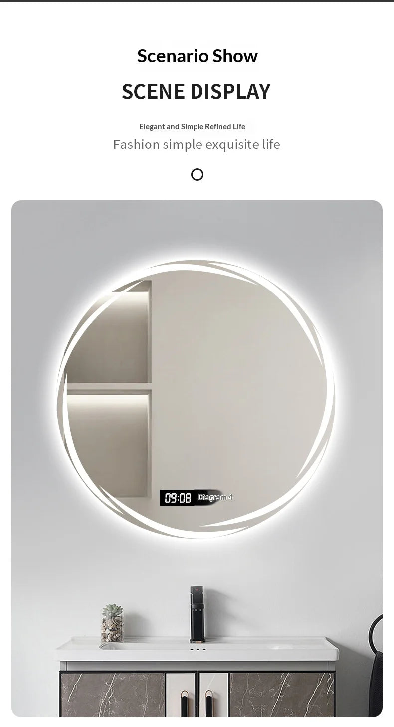 Bathroom Mirror 70 Cm Round Anti-Fog Led Bathroom