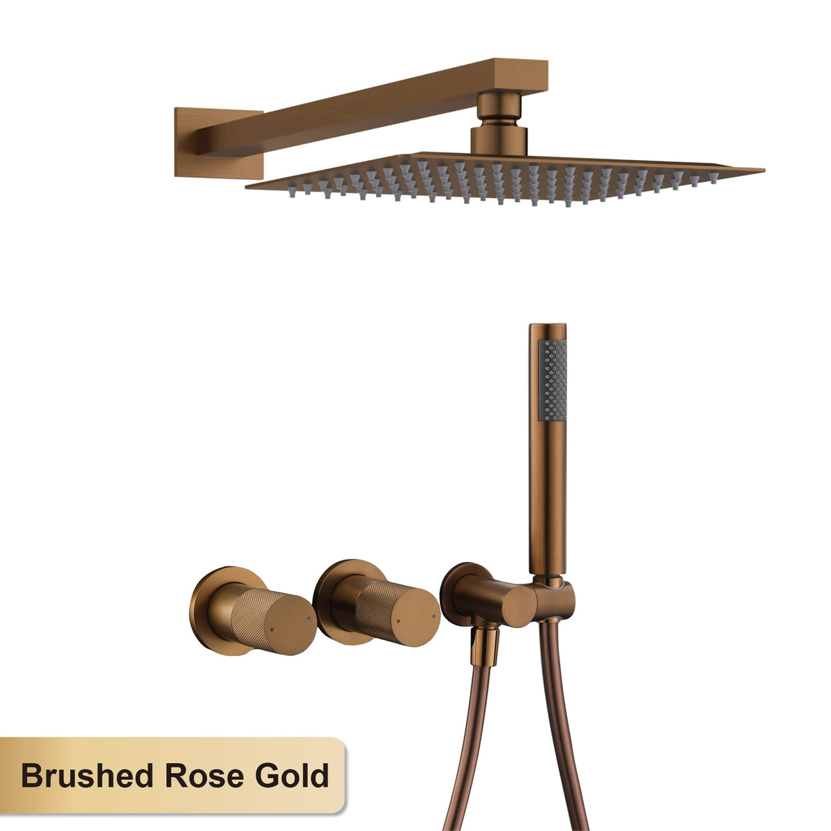 Modern Brass 2-Function Shower System Wall-Embedded Chrome Finish