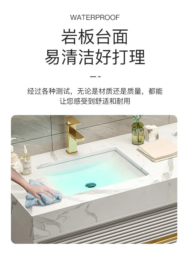 Light Luxury Bathroom Cabinet Rock Plate Washstand Modern