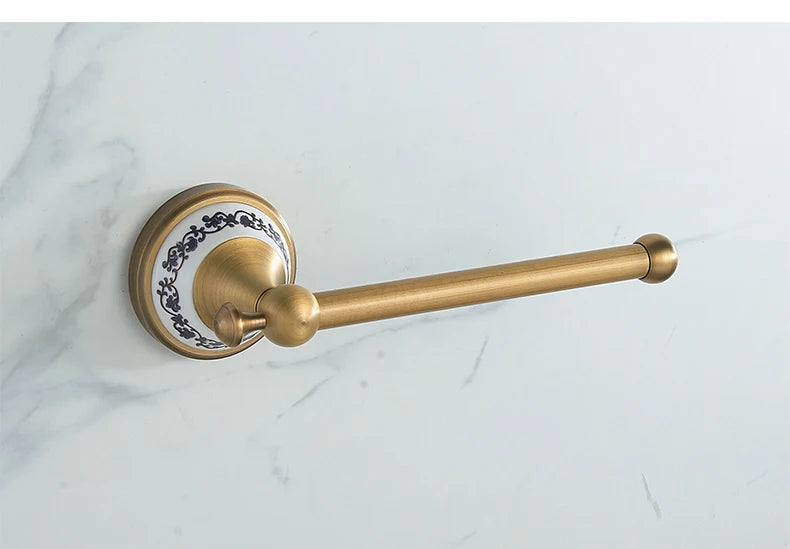 Antique Brass 2pc Bathroom Bronze Dispenser Towel Rod