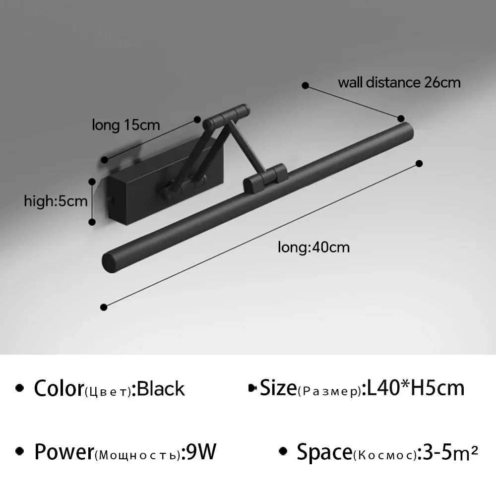 Modern Led Wall Lamp Bathroom Mirror Lamp Retractable
