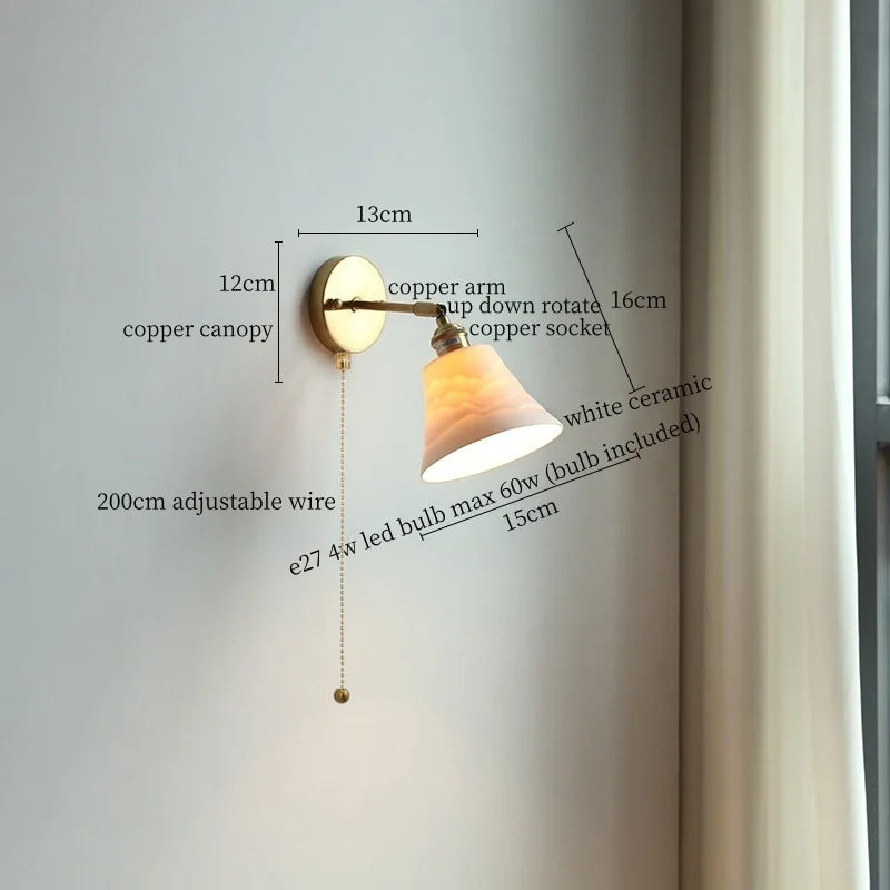 Iwhd Striped Ceramic Led Wall Lamps Bedroom Copper