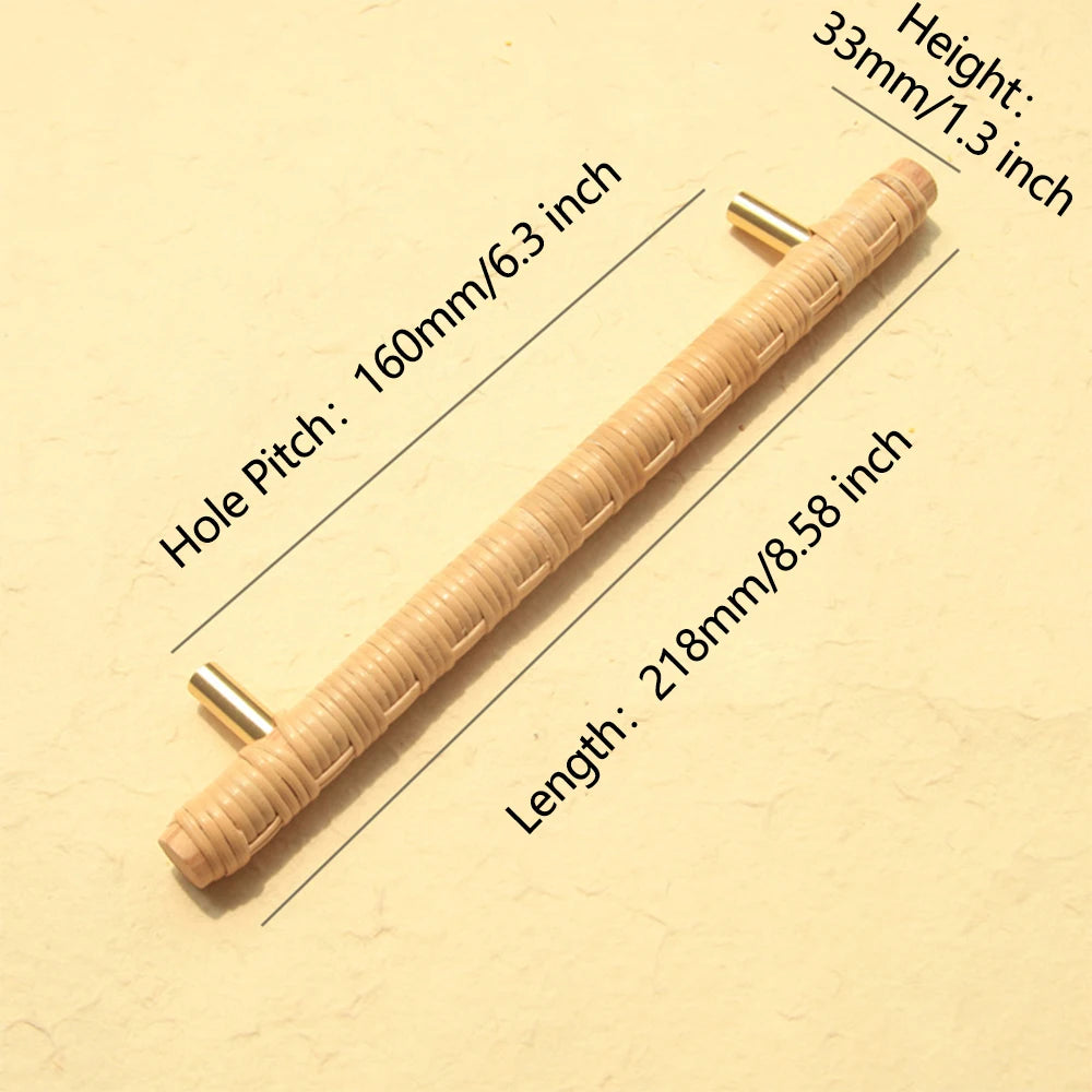 Wooden Rattan Cabinet Door Handles Unique Drawer Pulls