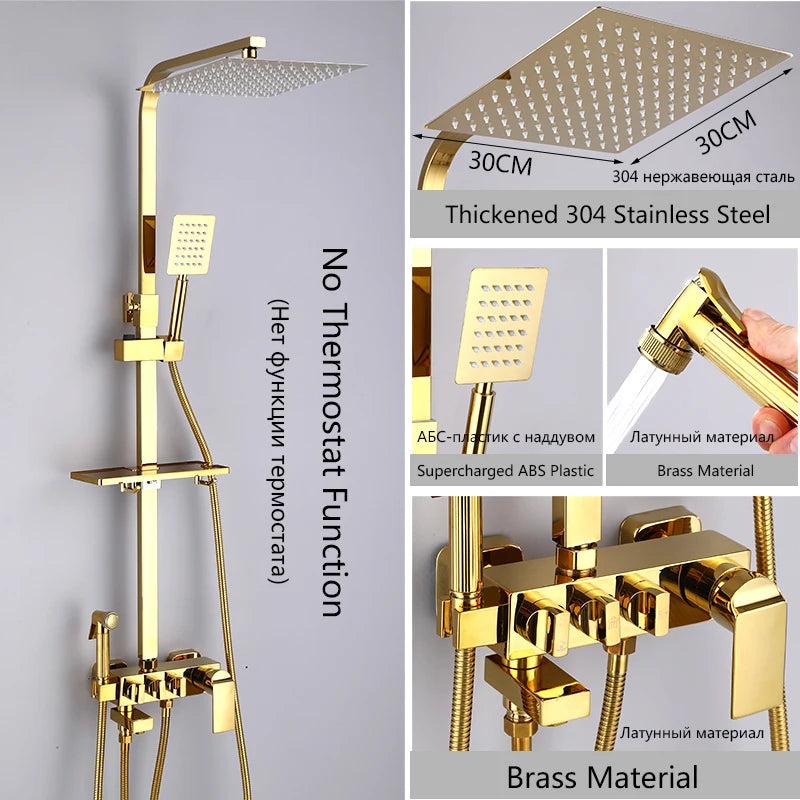 Oxg Bright Golden Shower Faucets Bathroom Shower Mixer