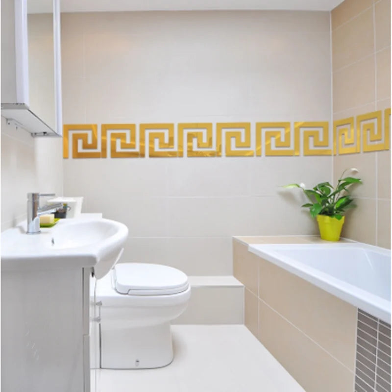 10x10cm Building Border Acrylic Wall Mirror Sticker Wall