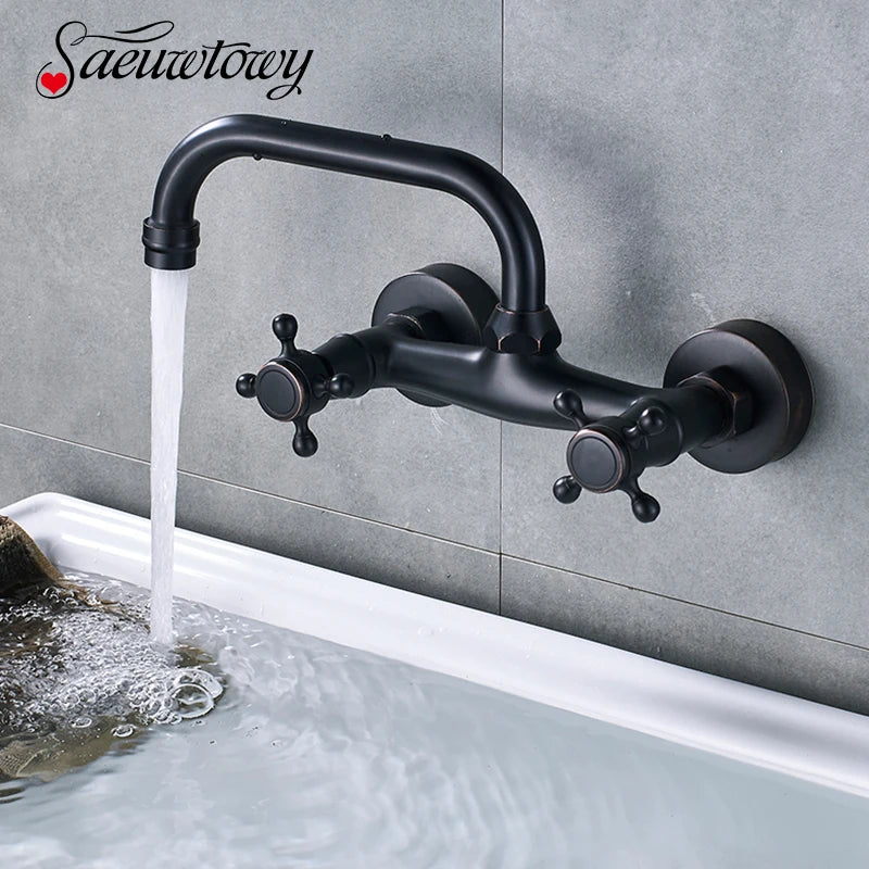 Bathroom Basin Faucet Wall Mounted 360 Degree Rotate