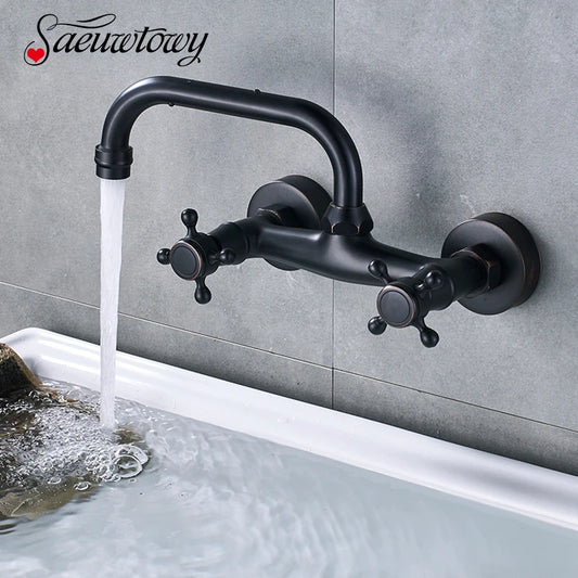 Bathroom Basin Faucet Wall Mounted 360 Degree Rotate