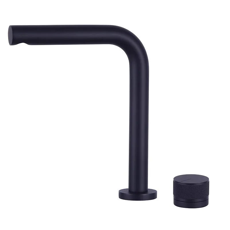 Brushed Rose Gold Basin Faucet Two Holes Gun