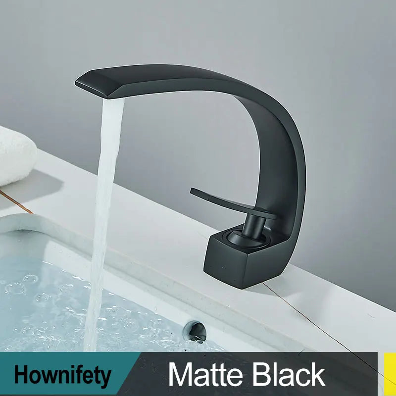 Black Chrome Bathroom Basin Faucet Deck Mount Cold