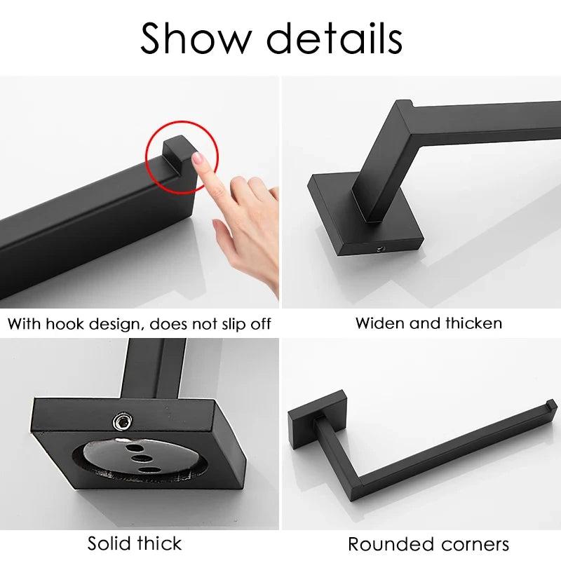 304 Stainless Steel Bathroom Matte Black Toilet Paper