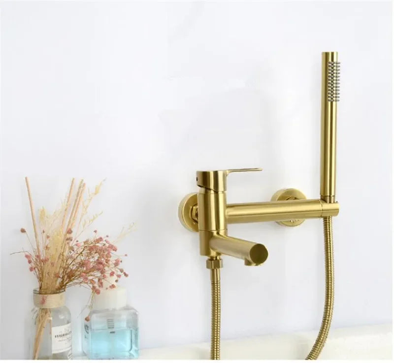 Bathtub Shower Wall Mounted Brushed Gold Rotatable Bidet