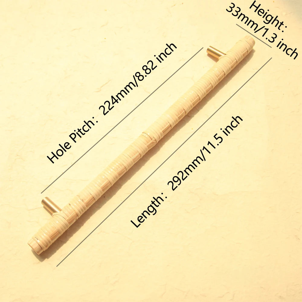 Wooden Rattan Cabinet Door Handles Unique Drawer Pulls