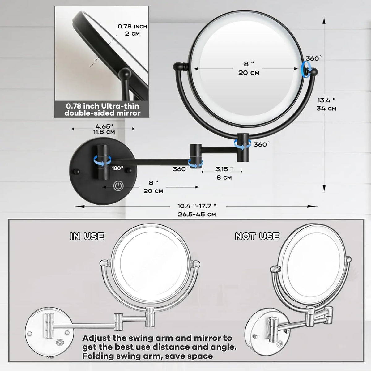 10x Magnifying Led Makeup Mirror Touch On Dual