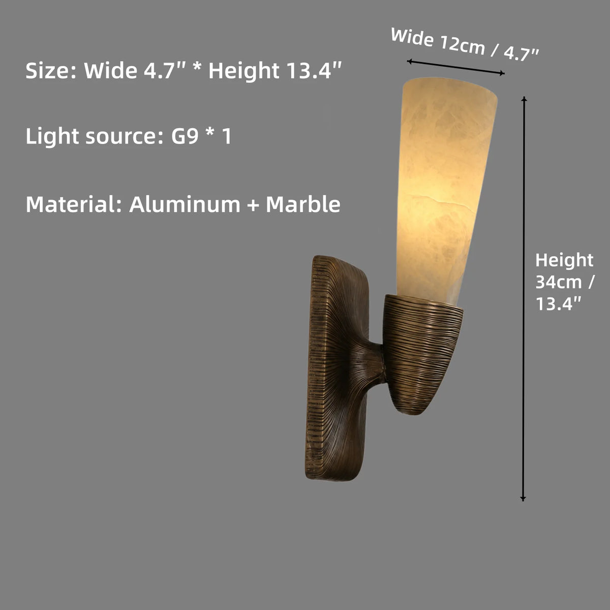 Brass Marble Wall Light Alabaster Wall Sconce Led