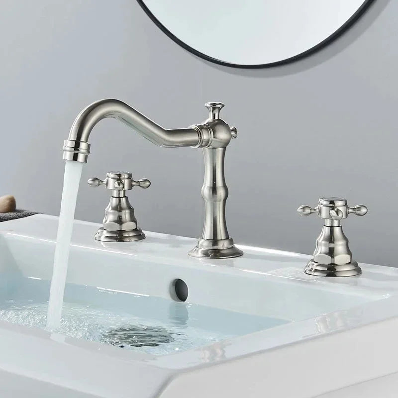 Zgrk Basin Faucet Black Brass Dual Handle Bathroom