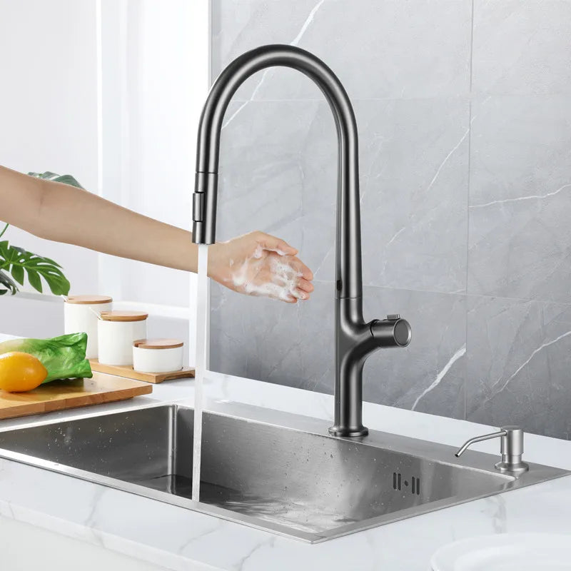 Gunmetal Faucets Pull Out Cold Faucet Sensor Telescopic